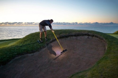 Major maintenance happens in the early hours at the Whistling Straits course.